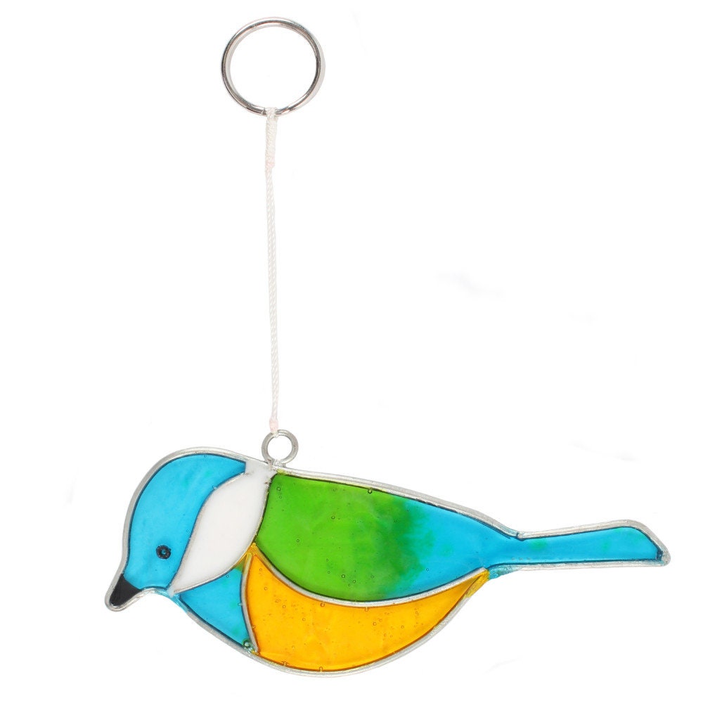Bird Suncatchers Various Birds, Stained glass suncatchers for window, hanging decoration, Kingfisher, BlueTit, Goldfinch, Jaybird