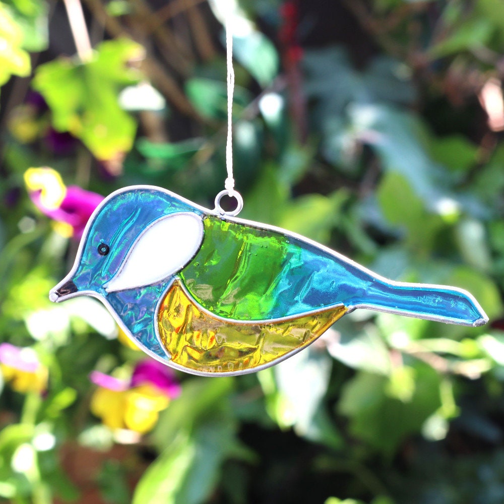 Bird Suncatchers Various Birds, Stained glass suncatchers for window, hanging decoration, Kingfisher, BlueTit, Goldfinch, Jaybird