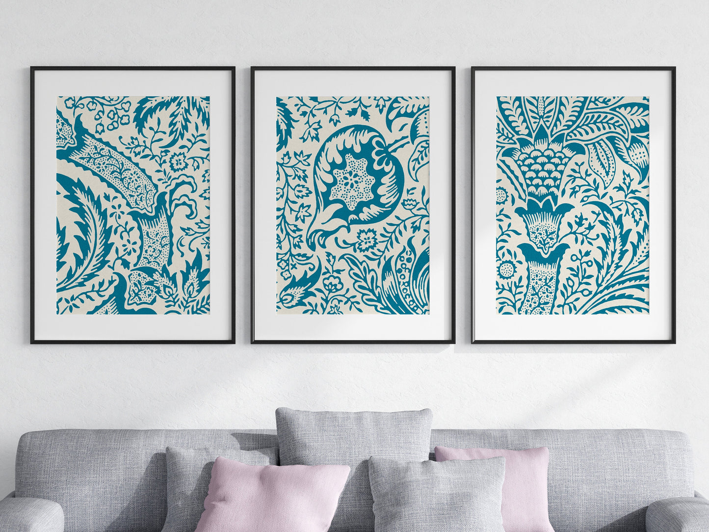 William Morris Prints Set of 3, Indian pattern, Famous Wallpaper, William Morris Art, Gallery Wall Art, William Morris Prints, Living Room,