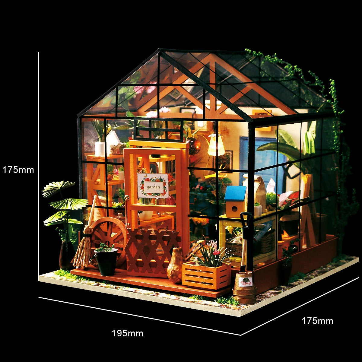 Build Your Own Greenhouse, Doll House DIY Kit, Model Set, Miniature Greenhouse Craft Kit for Adults, Mini Diorama Room with Furniture