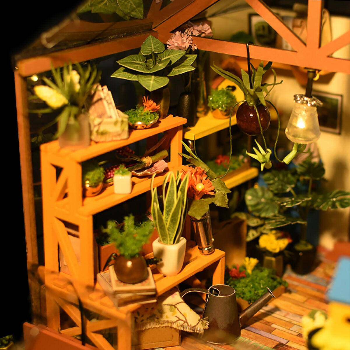 Build Your Own Greenhouse, Doll House DIY Kit, Model Set, Miniature Greenhouse Craft Kit for Adults, Mini Diorama Room with Furniture