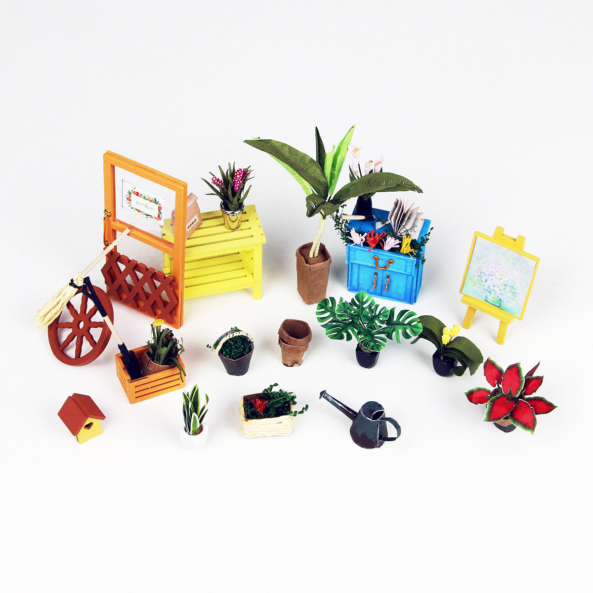 Build Your Own Greenhouse, Doll House DIY Kit, Model Set, Miniature Greenhouse Craft Kit for Adults, Mini Diorama Room with Furniture