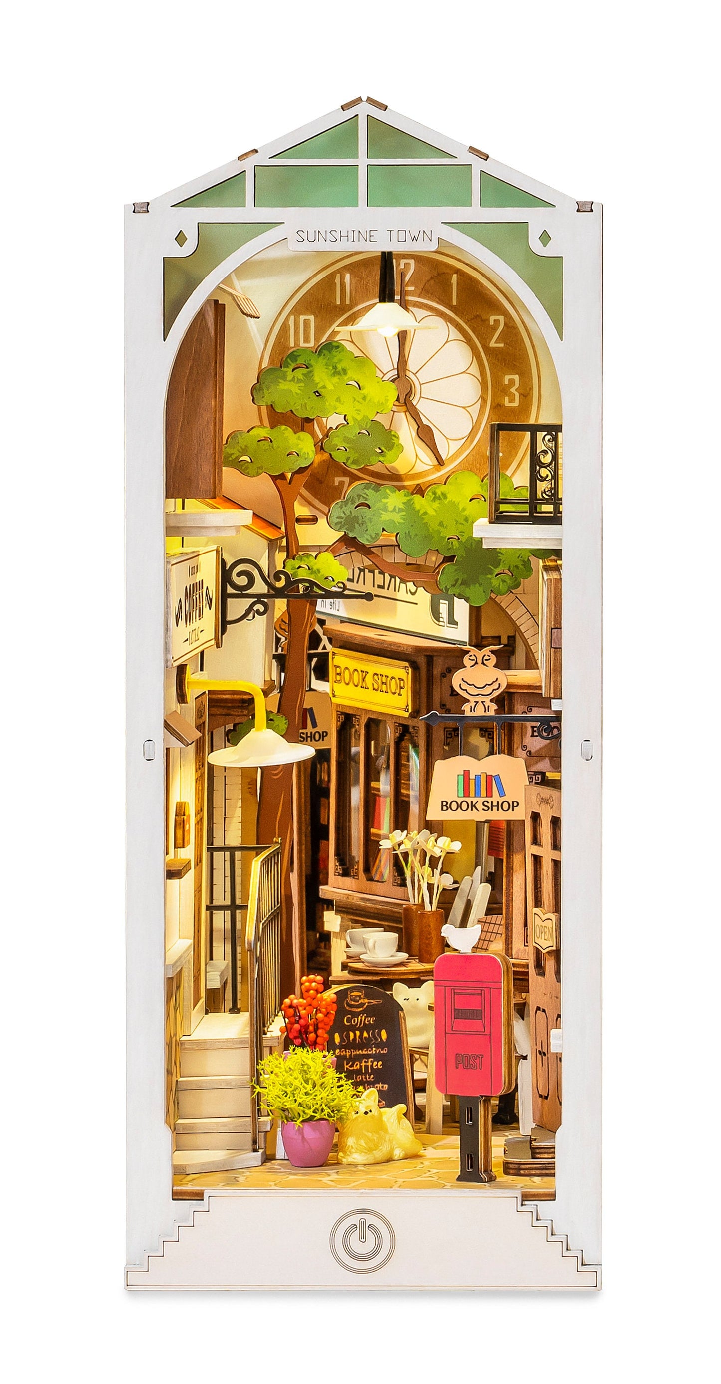 Build Your Own Book Nook, Doll House DIY Kit, Model Set, Miniature Book Nook Craft Kit for Adults, Mini Diorama Room, Sunshine Town