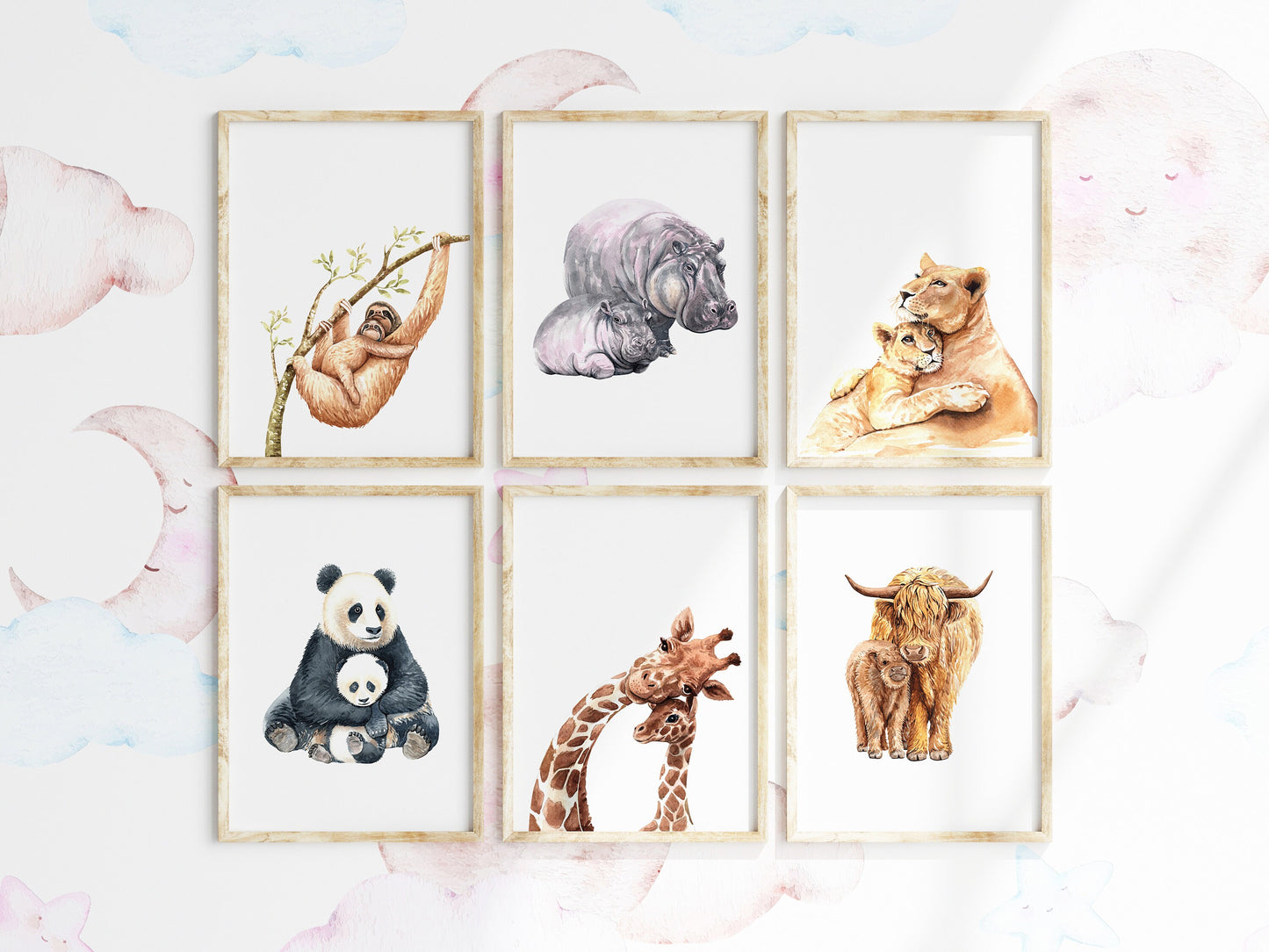 Safari Animal Prints, Lion Giraffe Sloth Choose Your Own Set of 3 Prints, Safari Nursery Decor, Safari Nursery, Watercolour Animal Prints