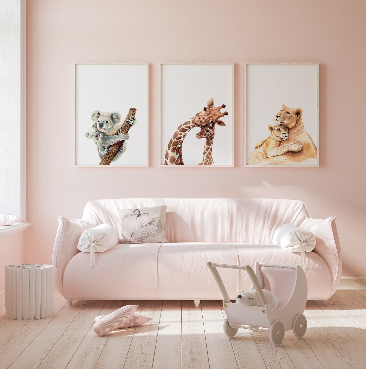 Safari Animal Prints, Lion Giraffe Sloth Choose Your Own Set of 3 Prints, Safari Nursery Decor, Safari Nursery, Watercolour Animal Prints
