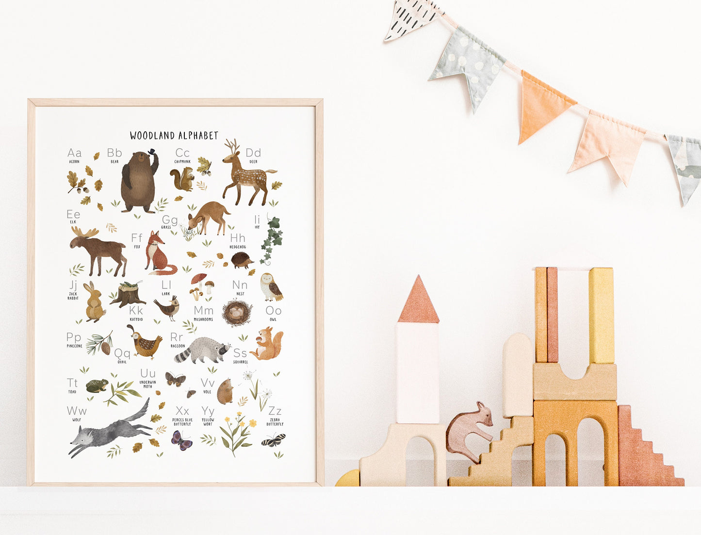 Woodland Alphabet Print, Kids Bedroom Print, Children's Room Décor, Woodland Theme, A5/A4/A3/A2, Alphabet Print, Educational Poster