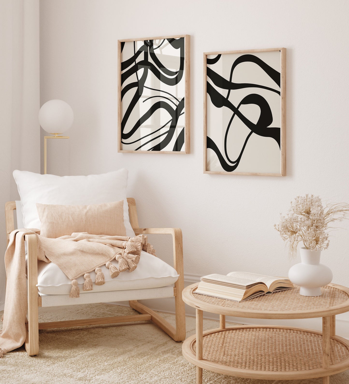 Set of 2 Abstract Design Posters, Abstract Shapes Prints, Interior Design, Trendy Wall Art, Living Room, Minimalist Design Prints, Abstract