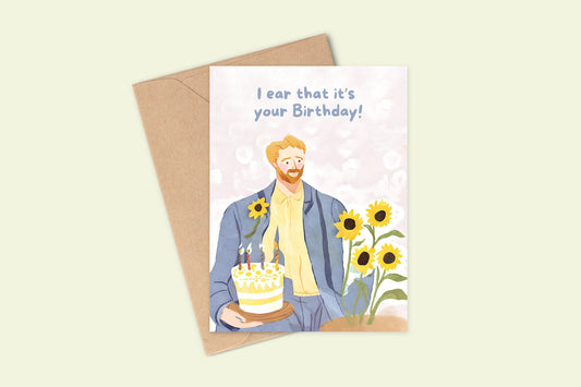 Cute Birthday Card for Friend, Van Gogh, Cute Card, Birthday card, Funny Birthday Cards, Card for Art Lover