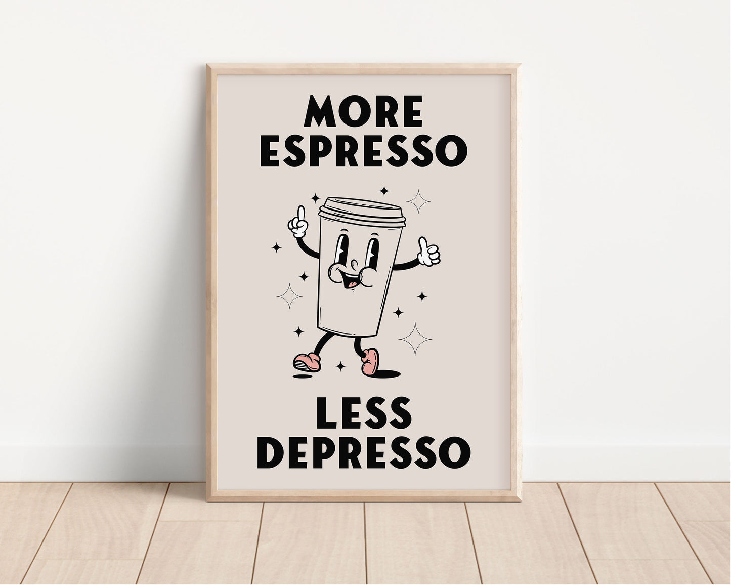 Retro Coffee Wall Art Print, More Espresso Wall Décor, Coffee Art Print, Kitchen Wall Art, Coffee Poster, Retro Character Print, Two Designs