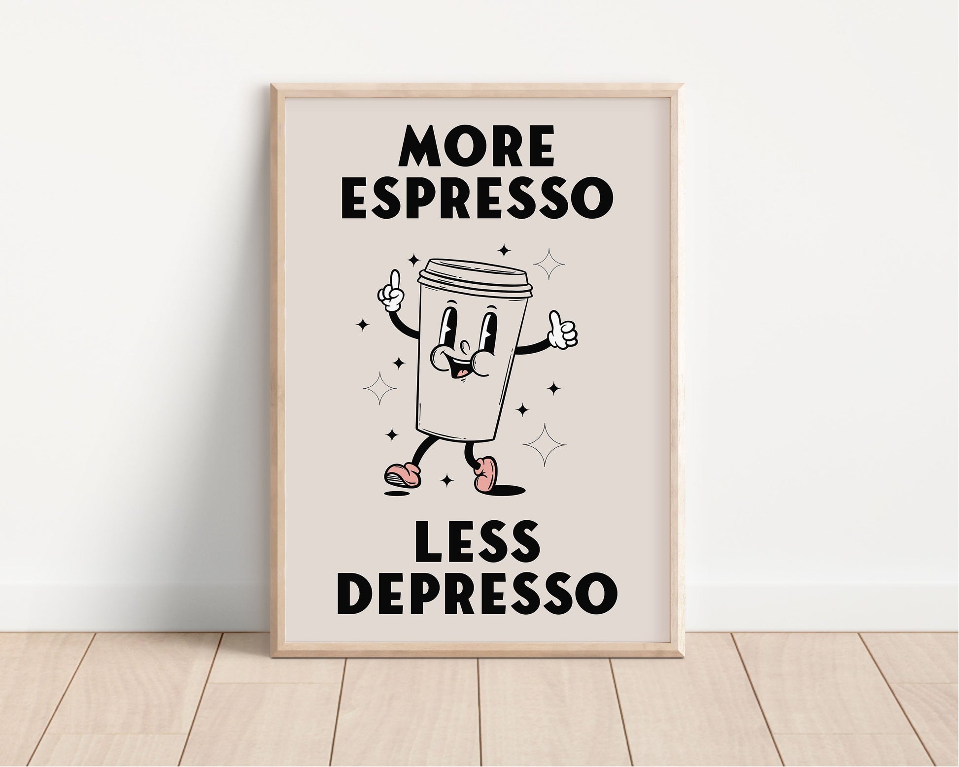 Retro Coffee Wall Art Print, More Espresso Wall Décor, Coffee Art Print, Kitchen Wall Art, Coffee Poster, Retro Character Print, Two Designs
