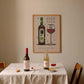 Kitchen Print, Retro Wine Illustration Wall Art, Retro Character Poster, Wine Print Wall Decor, Kitchen Wall Art, Kitchen Wall Decor