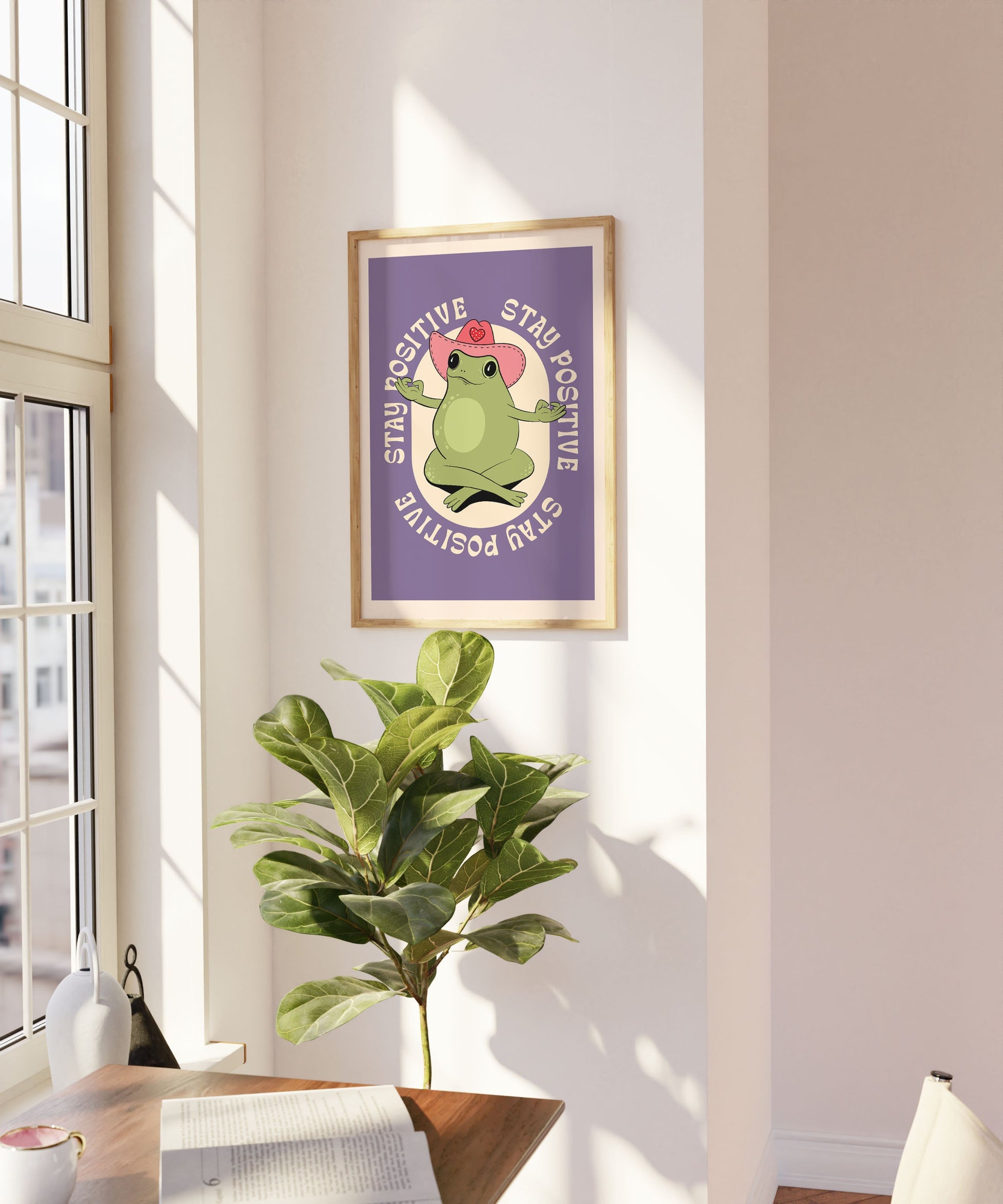 Retro Frog Wall Print, Carefree Frog, Positive Prints, Retro Wall Decor, Frog Art Prints, Character Print, Two Designs, Stay Positive Print