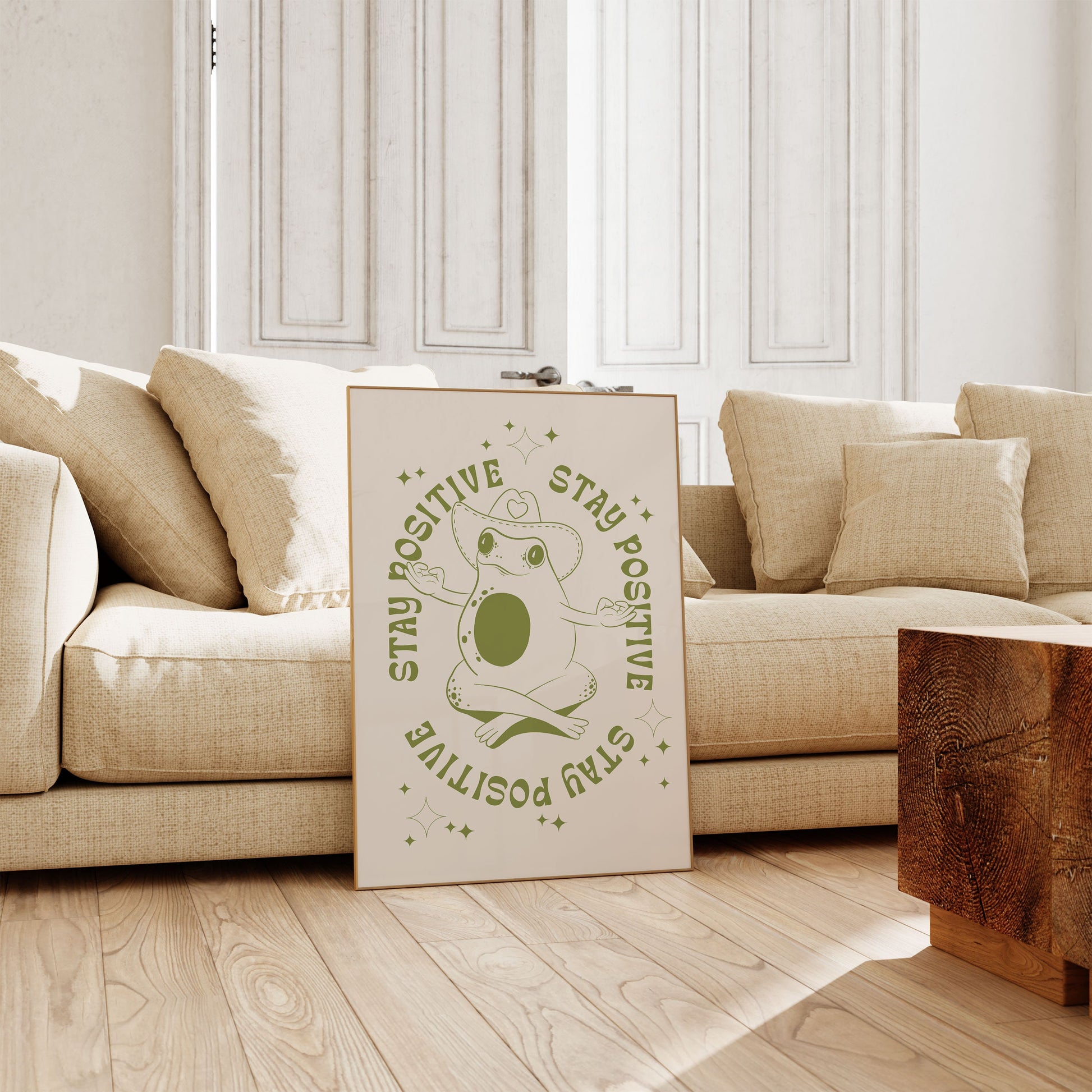 Retro Frog Wall Print, Carefree Frog, Positive Prints, Retro Wall Decor, Frog Art Prints, Character Print, Two Designs, Stay Positive Print