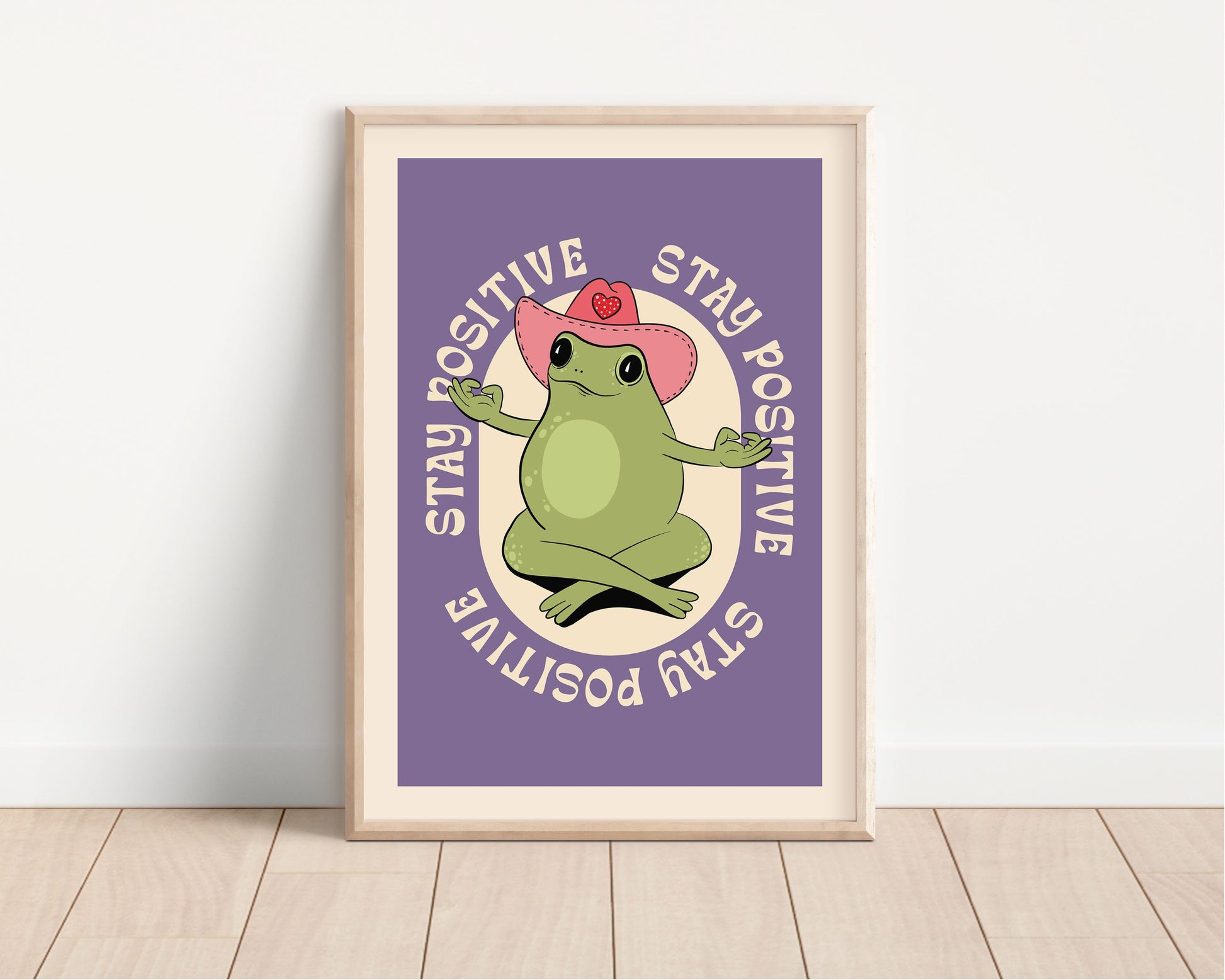 Retro Frog Wall Print, Carefree Frog, Positive Prints, Retro Wall Decor, Frog Art Prints, Character Print, Two Designs, Stay Positive Print