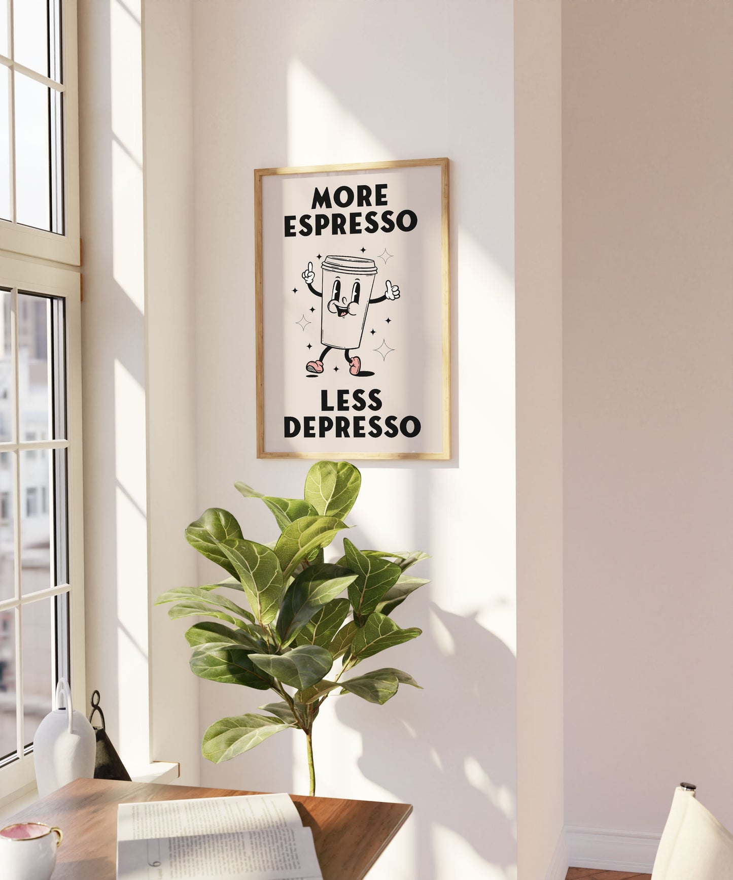 Retro Coffee Wall Art Print, More Espresso Wall Décor, Coffee Art Print, Kitchen Wall Art, Coffee Poster, Retro Character Print, Two Designs