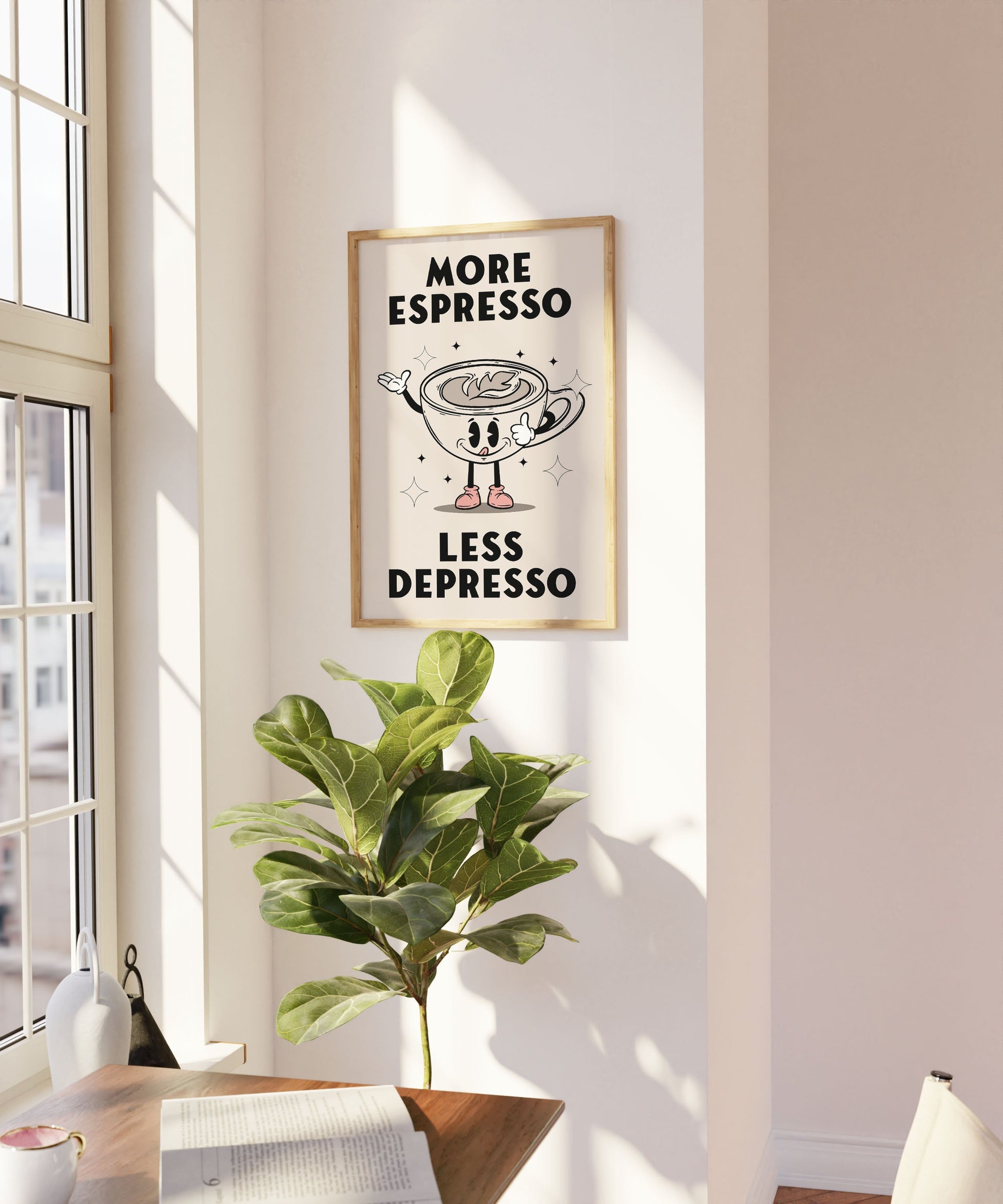 Retro Coffee Wall Art Print, More Espresso Wall Décor, Coffee Art Print, Kitchen Wall Art, Coffee Poster, Retro Character Print, Two Designs