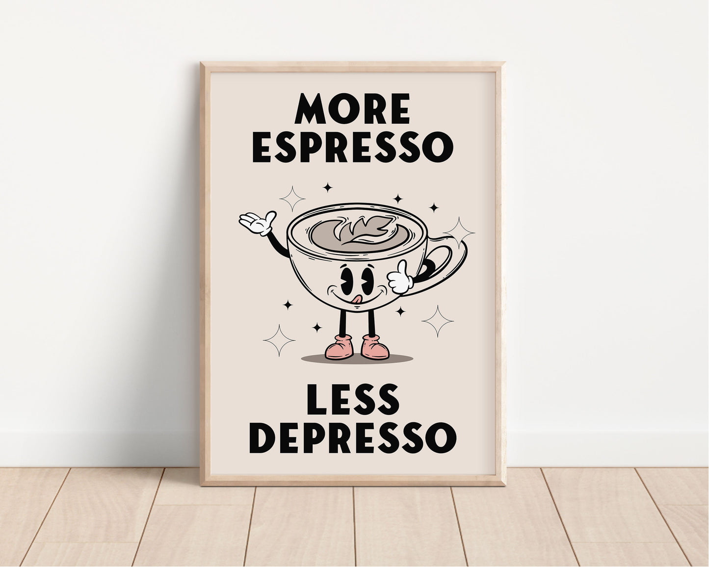 Retro Coffee Wall Art Print, More Espresso Wall Décor, Coffee Art Print, Kitchen Wall Art, Coffee Poster, Retro Character Print, Two Designs