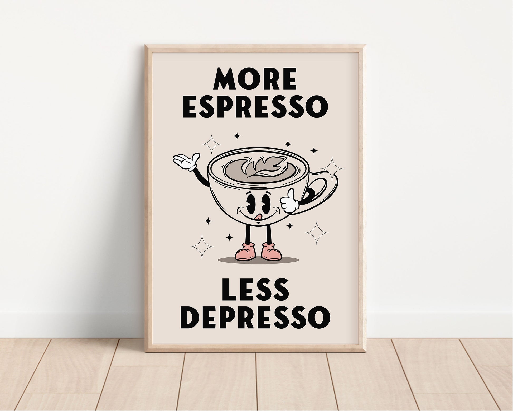 Retro Coffee Wall Art Print, More Espresso Wall Décor, Coffee Art Print, Kitchen Wall Art, Coffee Poster, Retro Character Print, Two Designs