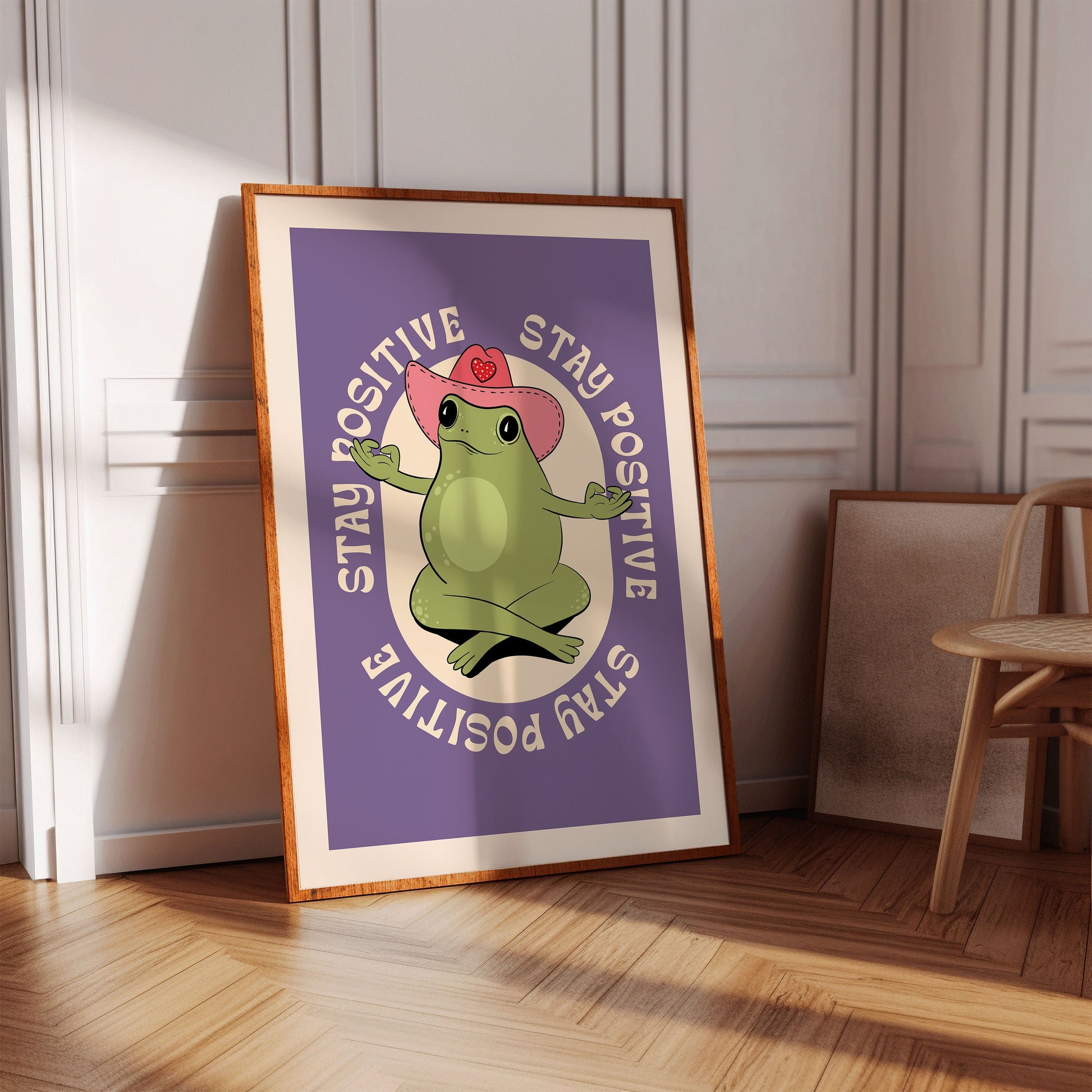 Retro Frog Wall Print, Carefree Frog, Positive Prints, Retro Wall Decor, Frog Art Prints, Character Print, Two Designs, Stay Positive Print