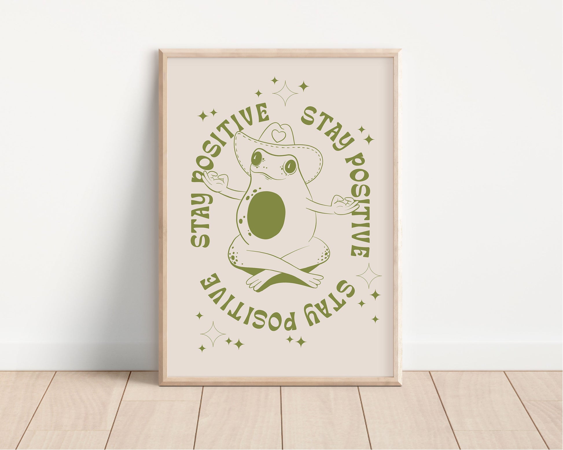 Retro Frog Wall Print, Carefree Frog, Positive Prints, Retro Wall Decor, Frog Art Prints, Character Print, Two Designs, Stay Positive Print