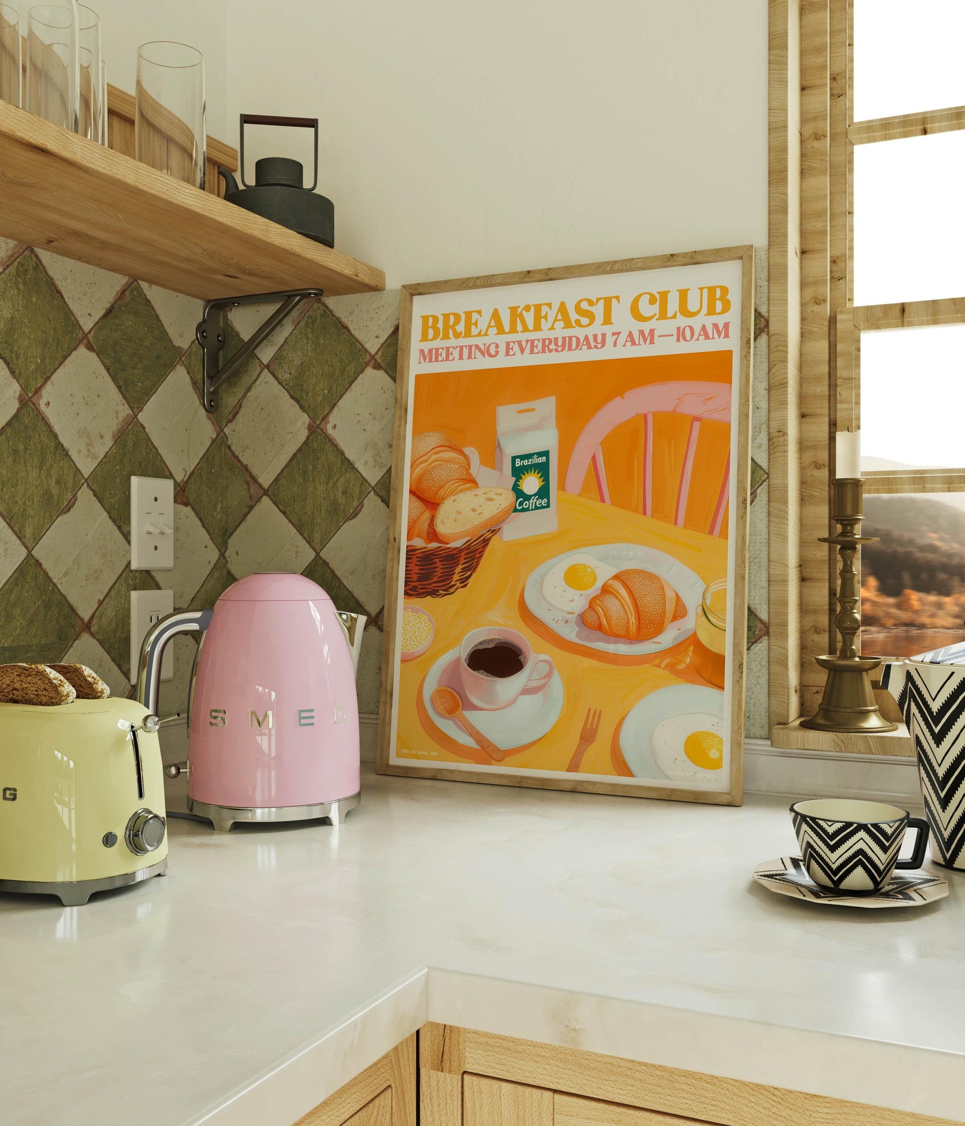 Breakfast Club Wall Art Print, Kitchen Dining Room Decor, Modern Breakfast Poster, Foodie Artwork, Fun Gift for Food Lovers