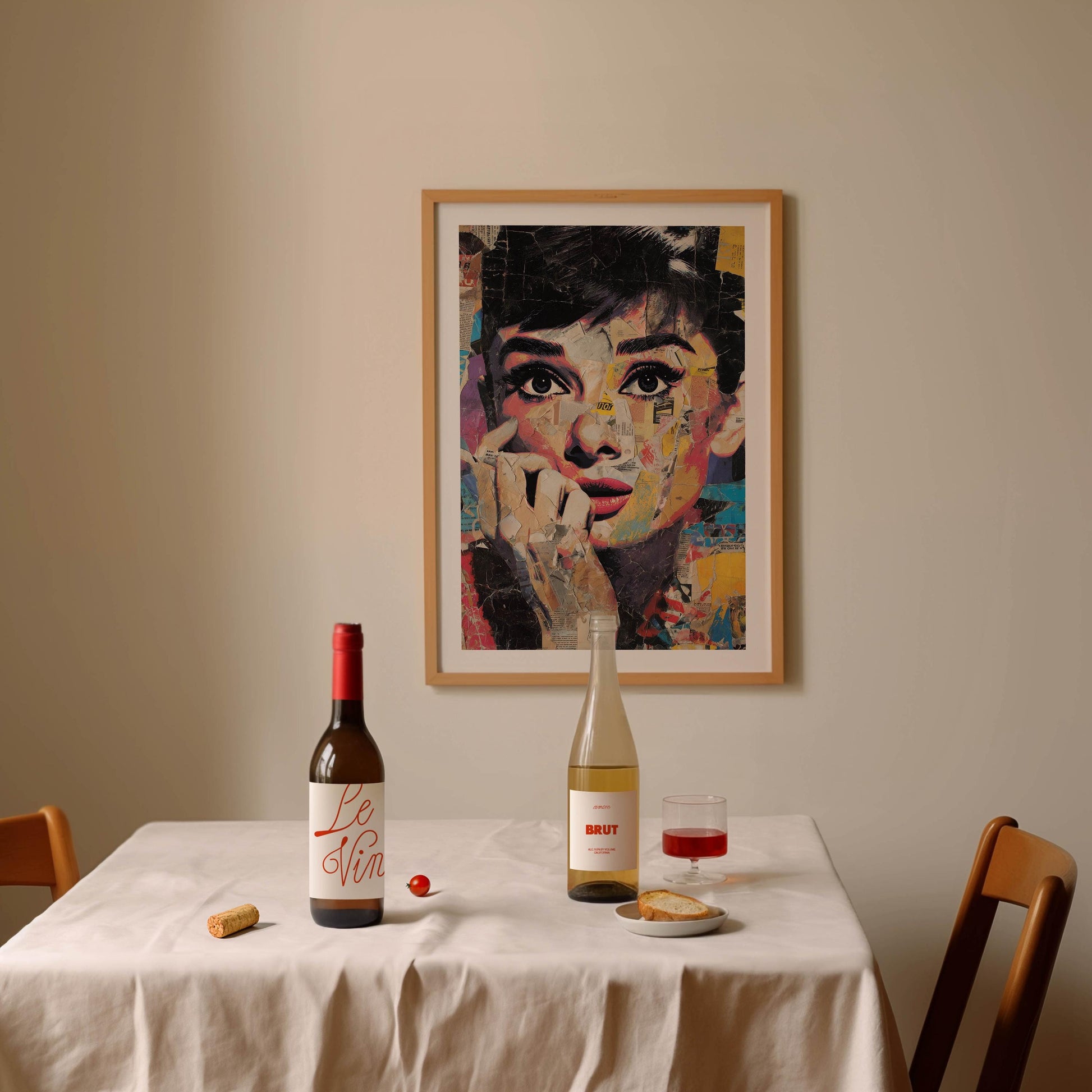 Elegant Vintage Film Star Art Print, Classic Hollywood Icon Illustration, Timeless Style Wall Decor, Retro Glamour Portrait Poster