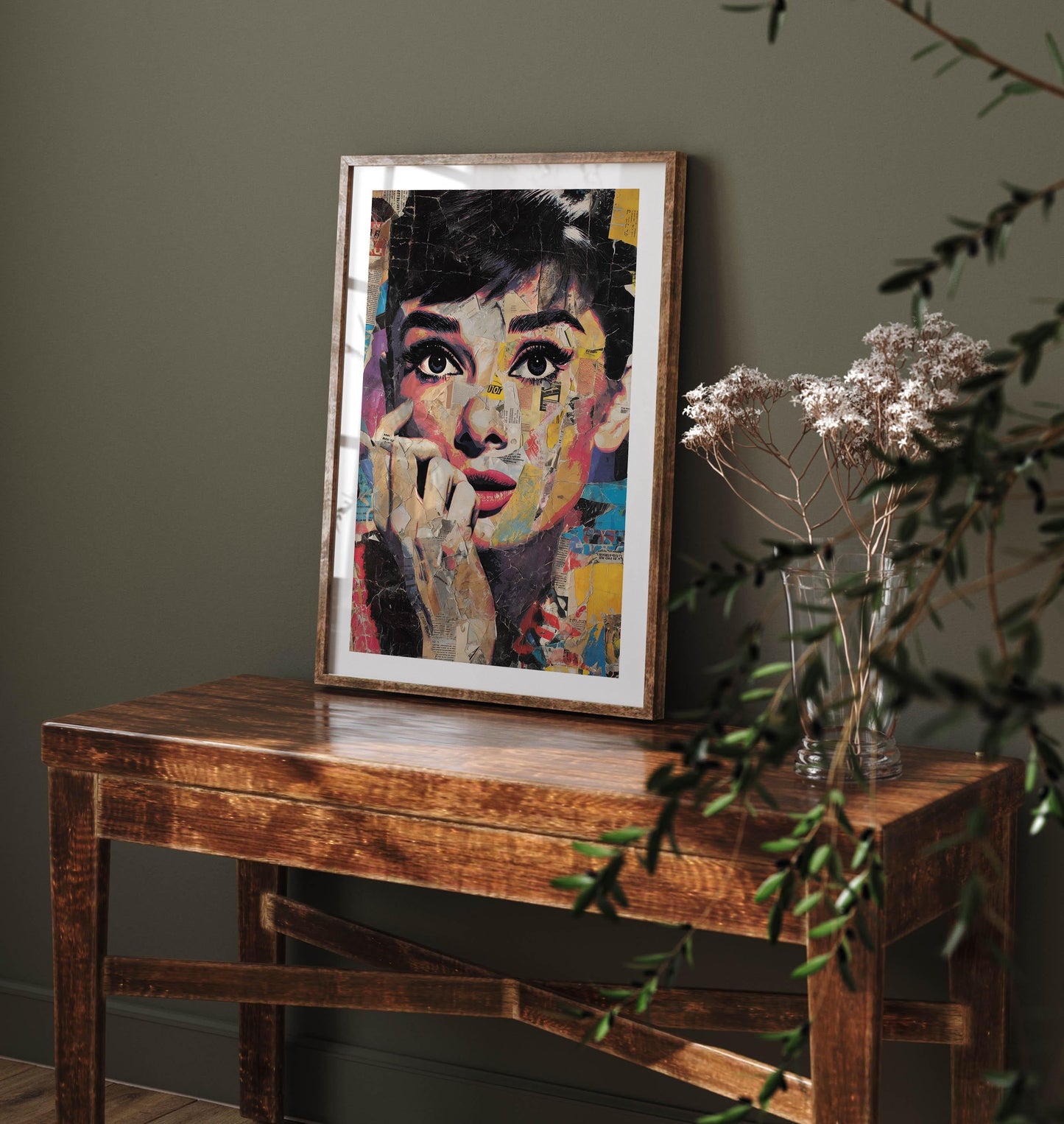 Elegant Vintage Film Star Art Print, Classic Hollywood Icon Illustration, Timeless Style Wall Decor, Retro Glamour Portrait Poster