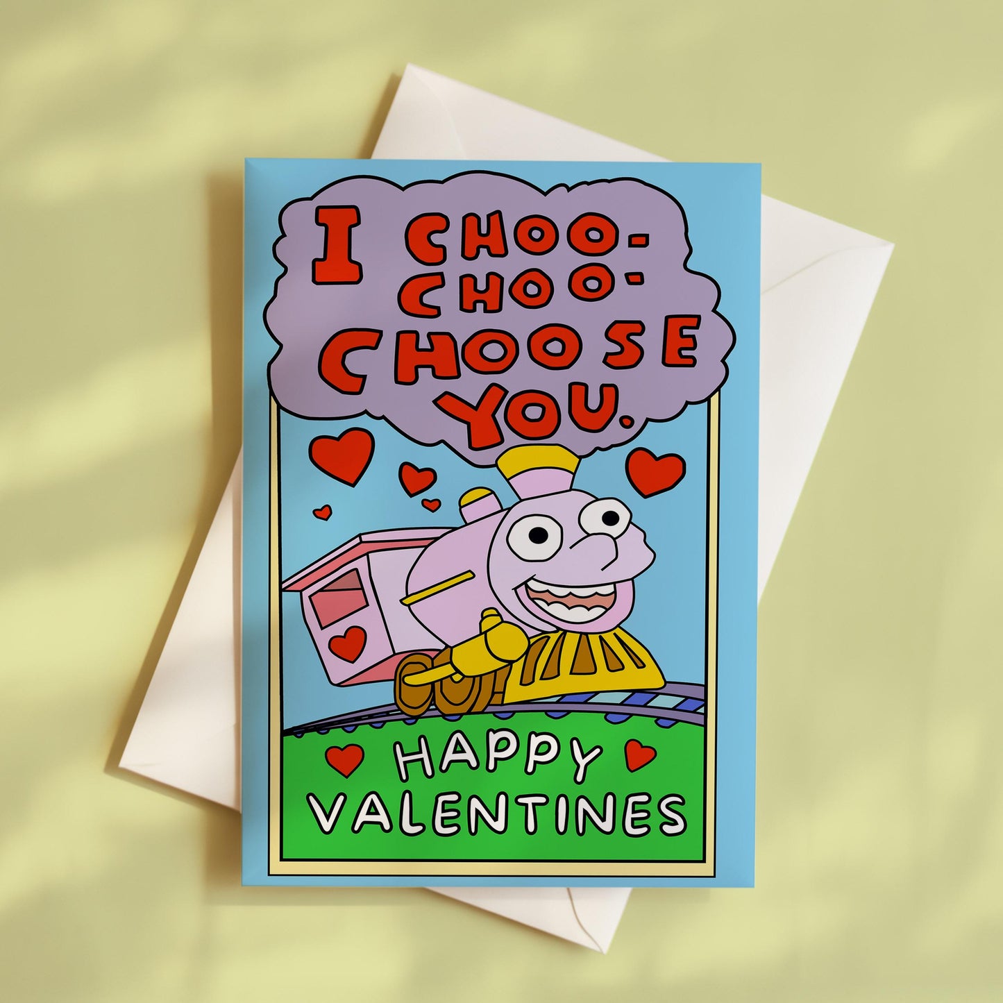 Cute Train Valentine's Day Card