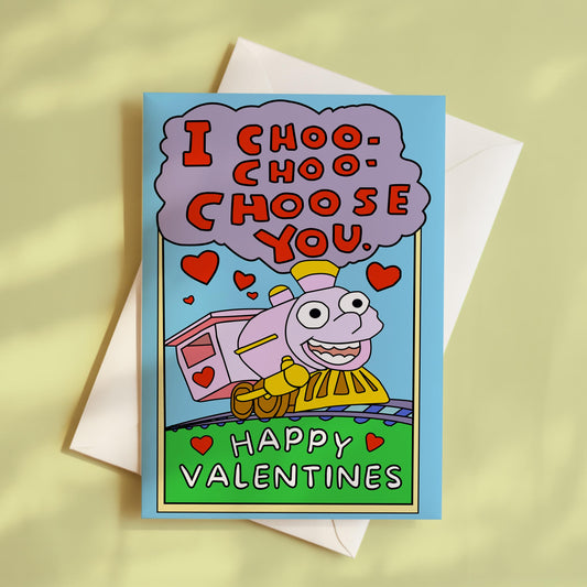 Cute Train Valentine's Day Card