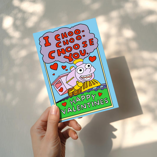 Cute Train Valentine's Day Card