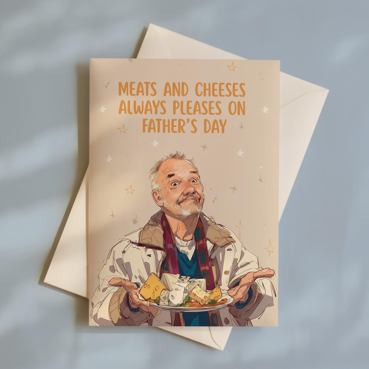 Funny Father's Day Card, Meats and Cheeses Always Pleases, Bob Mortimer, Hand Crafted Greetings Card