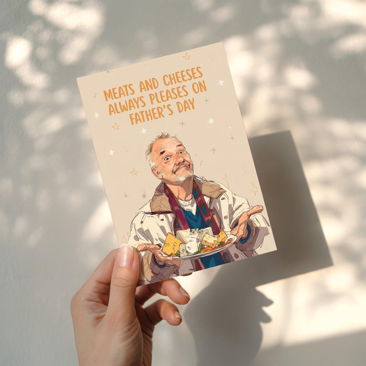 Funny Father's Day Card, Meats and Cheeses Always Pleases, Bob Mortimer, Hand Crafted Greetings Card