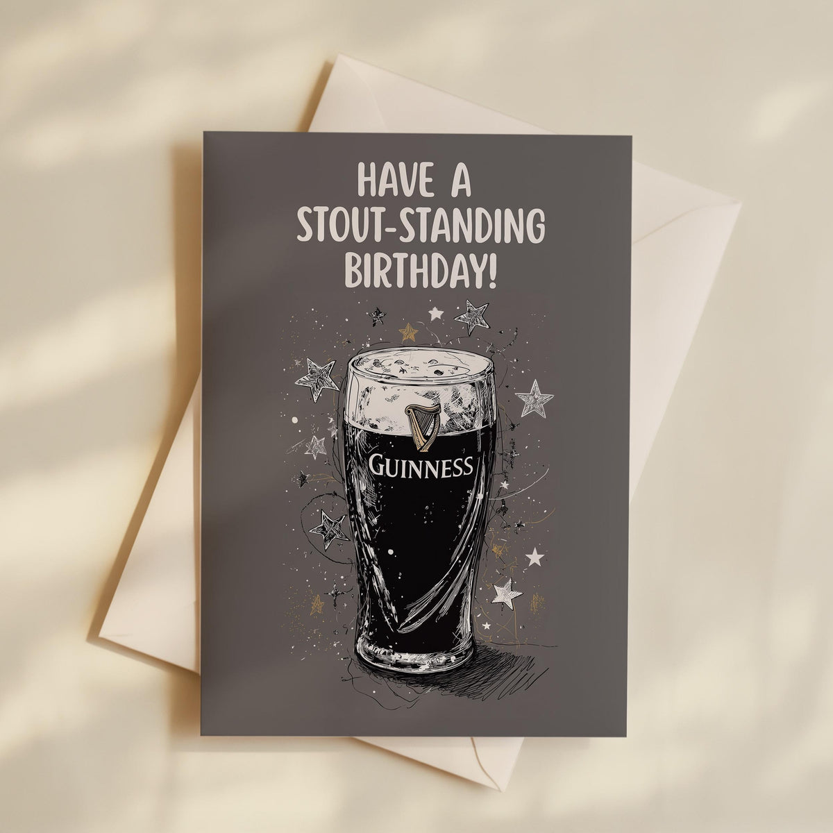Funny Birthday Card For Guinness Fans, Stout-Standing Birthday, Funny Card, Hand Crafted Greetings Card
