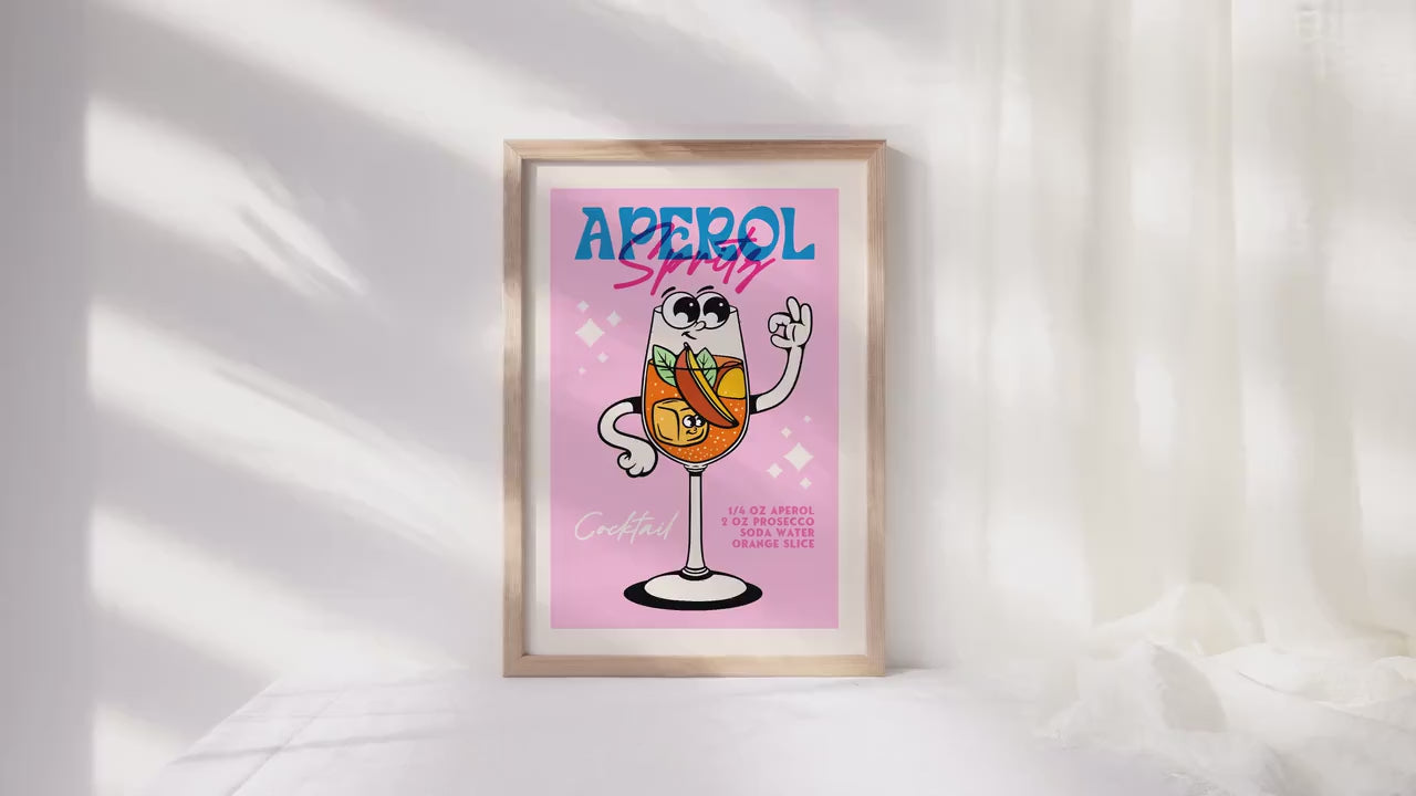Retro Cocktails Inspired Art Prints, Retro Cocktails Wall Art, Aperol Spritz, Retro Prints, Pina Colada, Sunday Vibes Print, Drink Prints