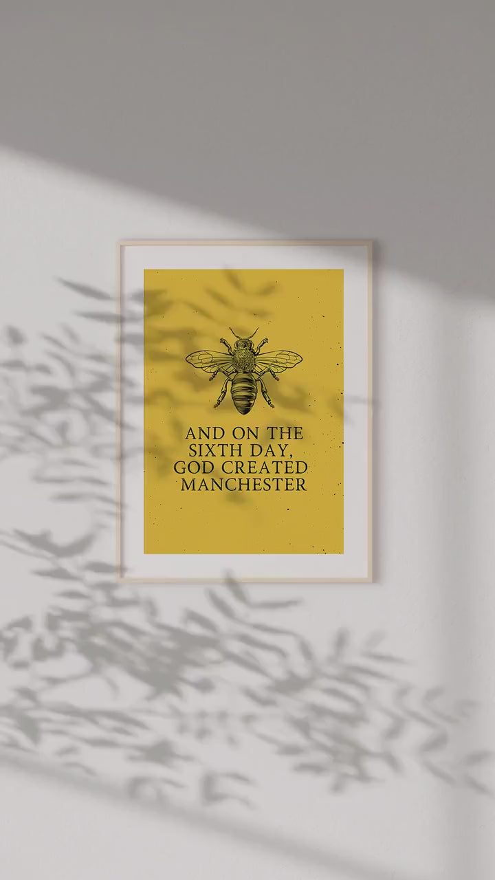 Manchester Print, Manchester City Art Print, Manchester Bee,  Manchester Print Unframed, A4, A3, Manchester Bee, Love Manchester,