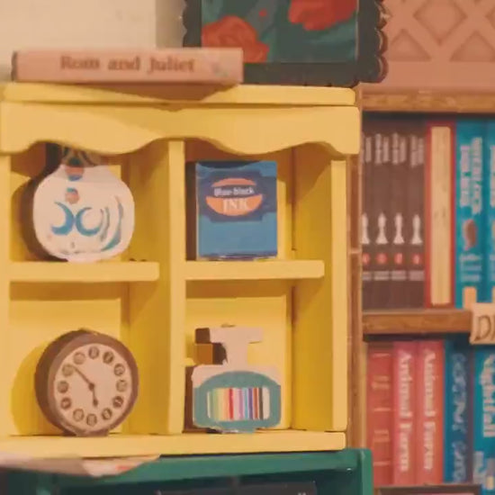 Build Your Own Bookstore, Doll House DIY Kit, Model Set, Miniature Bookstore Craft Kit for Adults, Mini Diorama Room with Furniture, Books