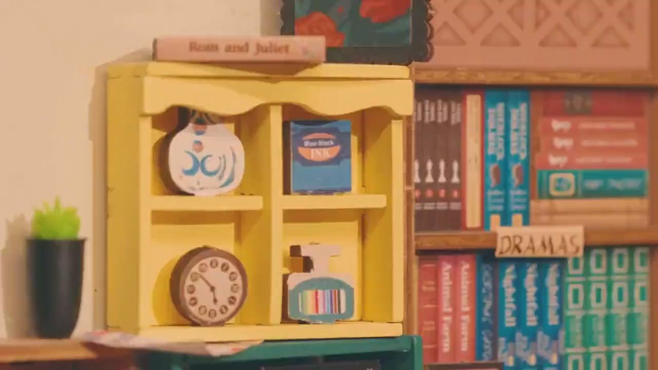 Build Your Own Bookstore, Doll House DIY Kit, Model Set, Miniature Bookstore Craft Kit for Adults, Mini Diorama Room with Furniture, Books