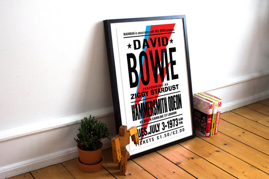 David Bowie Concert Art Print - David Bowie Wall Art - Wall Decor - Bowie Gift - Concert Poster, Music Print, A4, 7x5 Inches