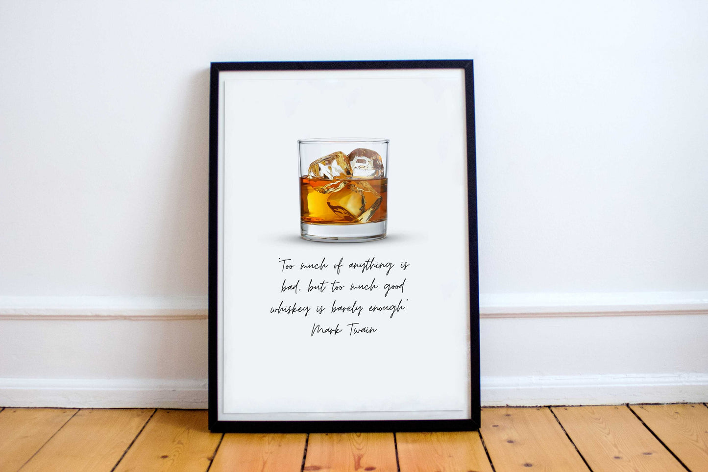 Whiskey print - Whiskey quote - Mark Twain - Cool gift for Whiskey fans, present for alcohol lovers, print for bar