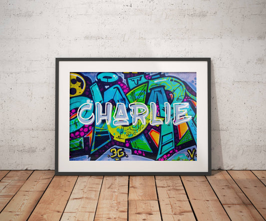 Personalised Name Graffiti Wall Art Print - Boys Girls Childrens bedroom street urban art, Colourful Graffiti art, Custom Name styles