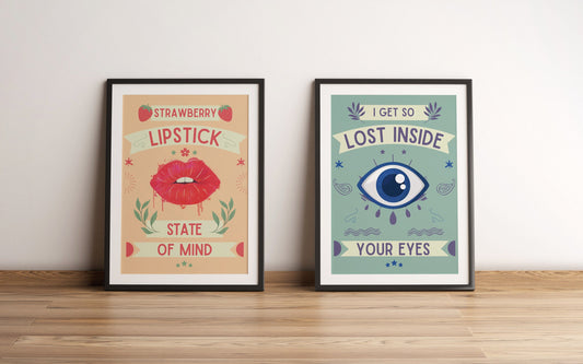 Harry Styles Inspired Fine Line Song Lyrics, Set Of 2 Wall Prints, Bedroom Prints, Harry Styles Inspired print, Canyon Moon, Adore you