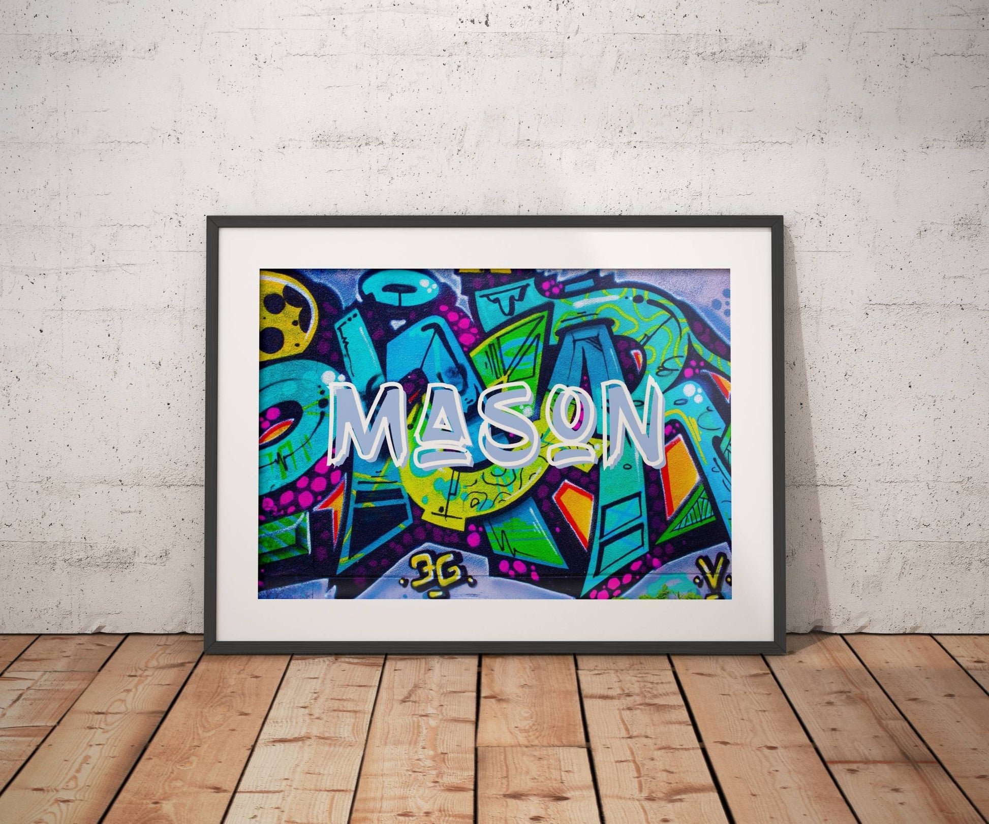 Personalised Name Graffiti Wall Art Print - Boys Girls Childrens bedroom street urban art, Colourful Graffiti art, Custom Name styles