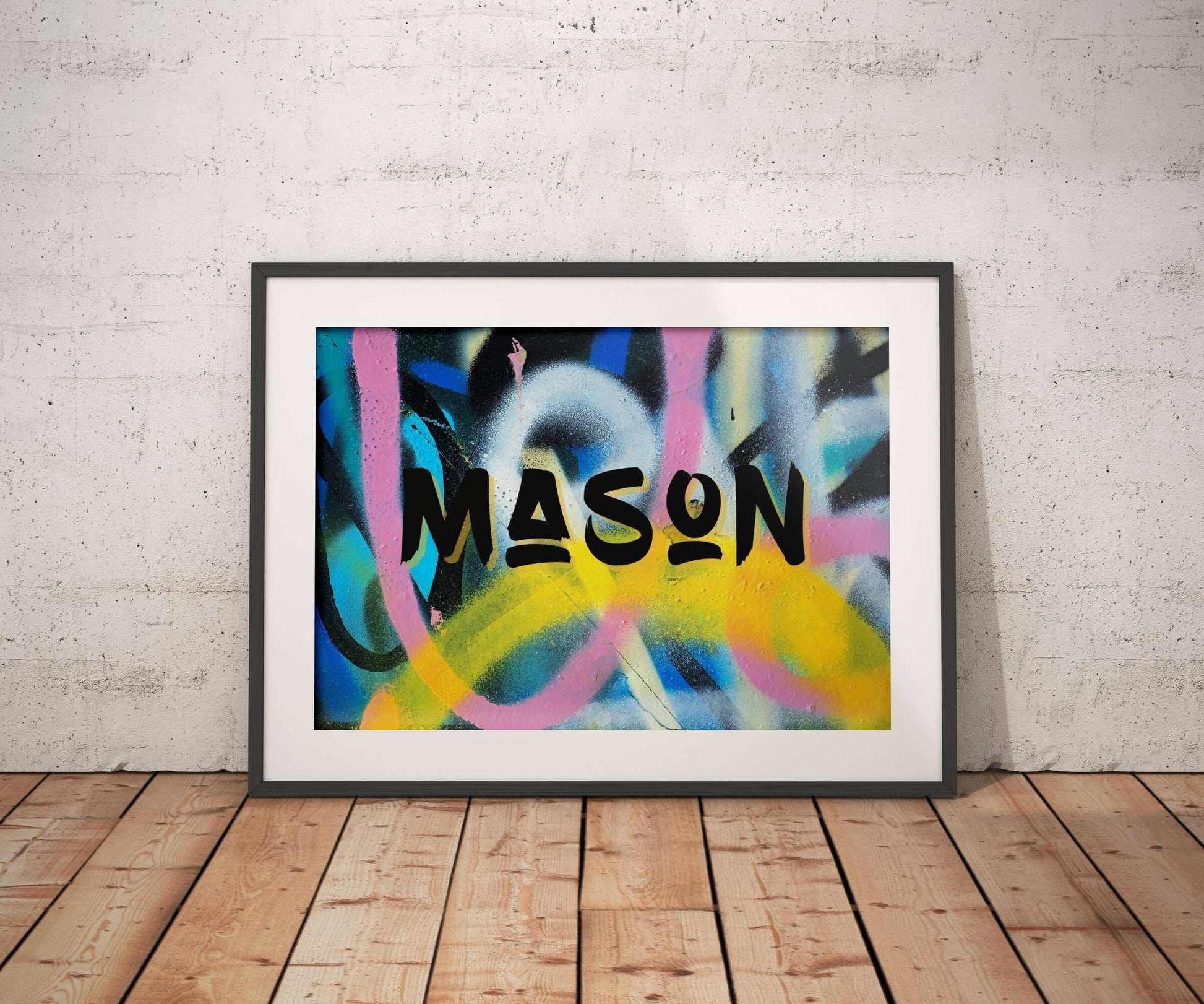 Personalised Name Graffiti Wall Art Print - Boys Girls Childrens bedroom street urban art, Colourful Graffiti art, Custom Name styles