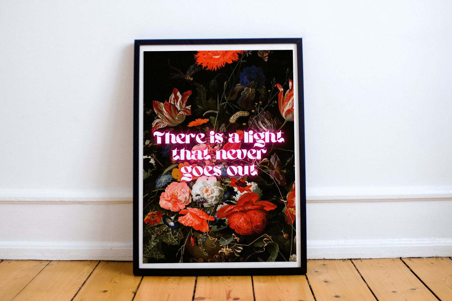 The Smiths Lyrics Music Art Print, Wall Decor, A4, A3, There Is a Light That Never Goes Out Lyrics, The Smiths , Neon Style, Floral Style