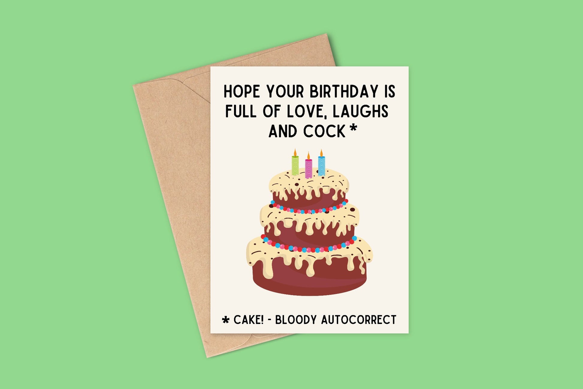 Funny Birthday Card For Her, Autocorrect Cock Card, Funny Card, Birthday card, Autocorrect Cards, Funny Birthday Cards, Greetings cards,