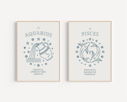 7x5/A4 Zodiac Art Prints, Star Signs Wall Art, Zodiac Prints, Aesthetic Prints, Star signs Wall Decor, Zodiac Posters, Different Zodiacs