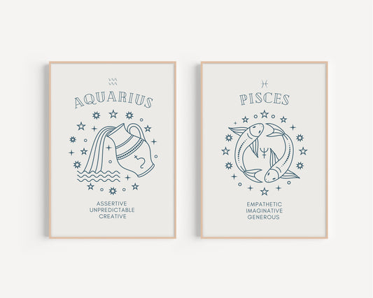 7x5/A4 Zodiac Art Prints, Star Signs Wall Art, Zodiac Prints, Aesthetic Prints, Star signs Wall Decor, Zodiac Posters, Different Zodiacs