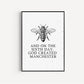 Manchester Print, Manchester City Art Print, Manchester Bee, Manchester Print Unframed, A4, A3, Manchester Bee, Love Manchester,