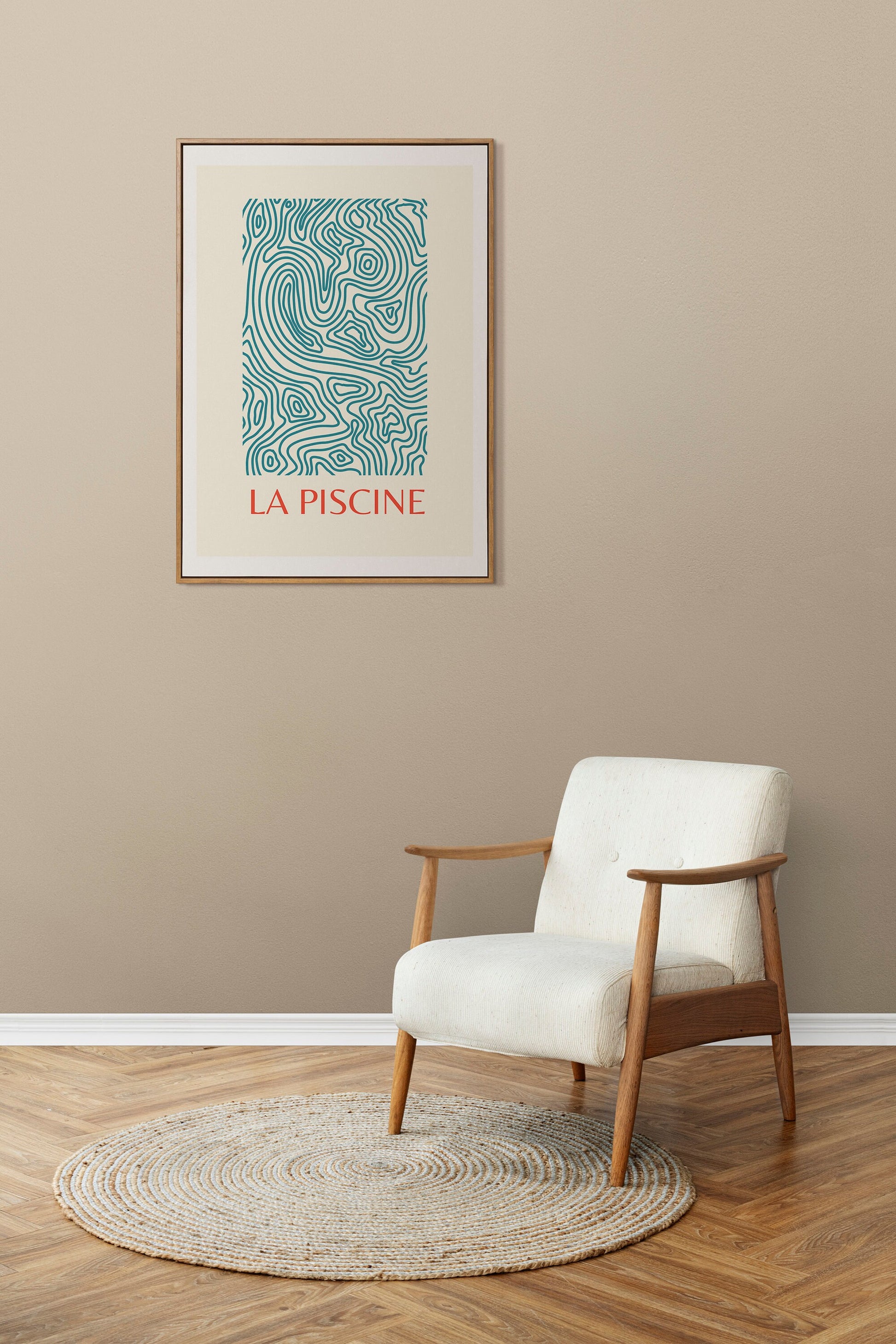 Abstract Art Print, French Style Print, Classic Retro Print, Modern Aesthetic, Minimal Design, Trending, Retro Colours, Swimming Pool