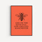 Manchester Print, Manchester City Art Print, Manchester Bee, Manchester Print Unframed, A4, A3, Manchester Bee, Love Manchester,